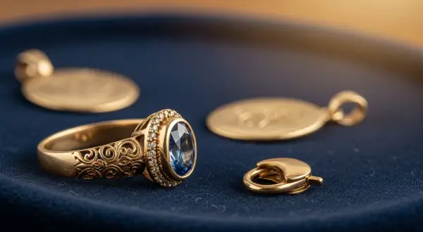 Detalhe de filigrana em anel de ouro artesanal, revelando a precisão do trabalho manual e a autenticidade das Joias Artesanais Personalizadas.