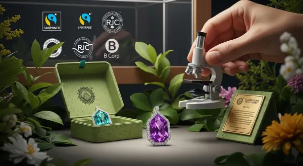 Imagem conceitual, destacando joias sustentáveis e a conexão com a natureza